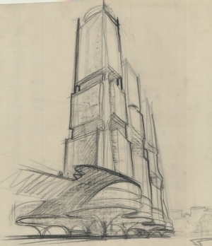 Figure 13. Place Victoria, Montreal. Sketch drawing by L. Moretti ...