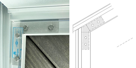 Detalle de los nuevos diseños de pletina para la unión de fachada y cubierta.